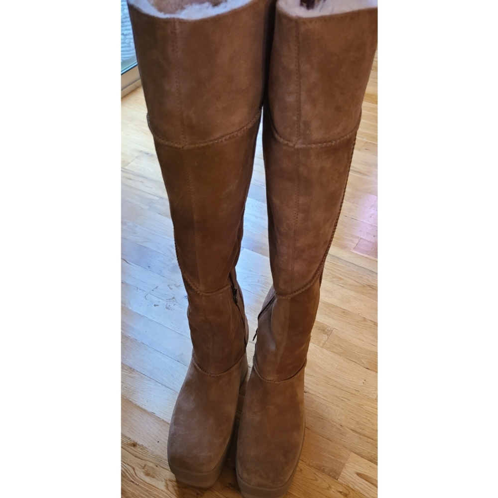 🆕️ UGG New Heights Platform Ochre Brown Over the Knee Boots Size 10 Baddie - Picture 4 of 15